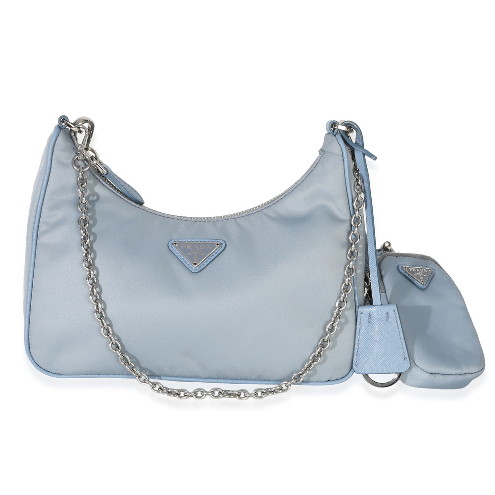 Prada Blue Nylon Saffiano Leather Re-Edition 2005